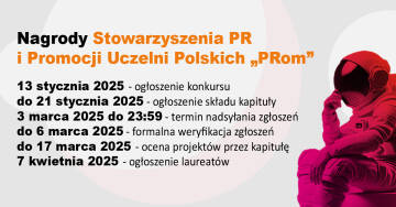 Harmonogram konkursu Nagrody Stowarzyszenia PR i Promocji Uczelni Polskich 'PRom' 2025